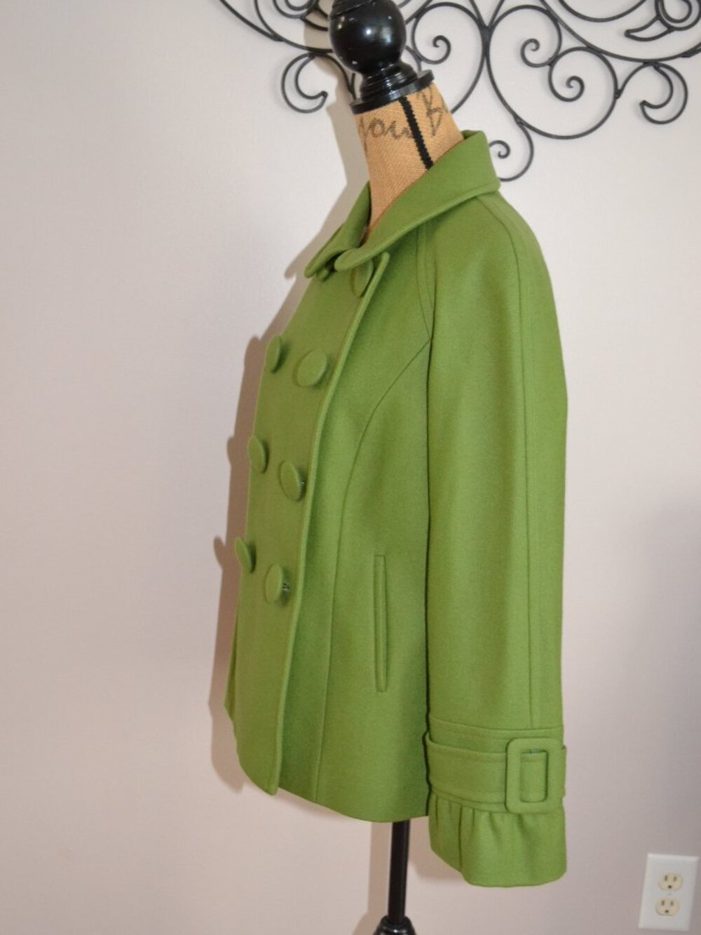 Antonio Melani Chartruese Green Wool blend Cuff detail Double breasted jacket, - Picture 5 of 11